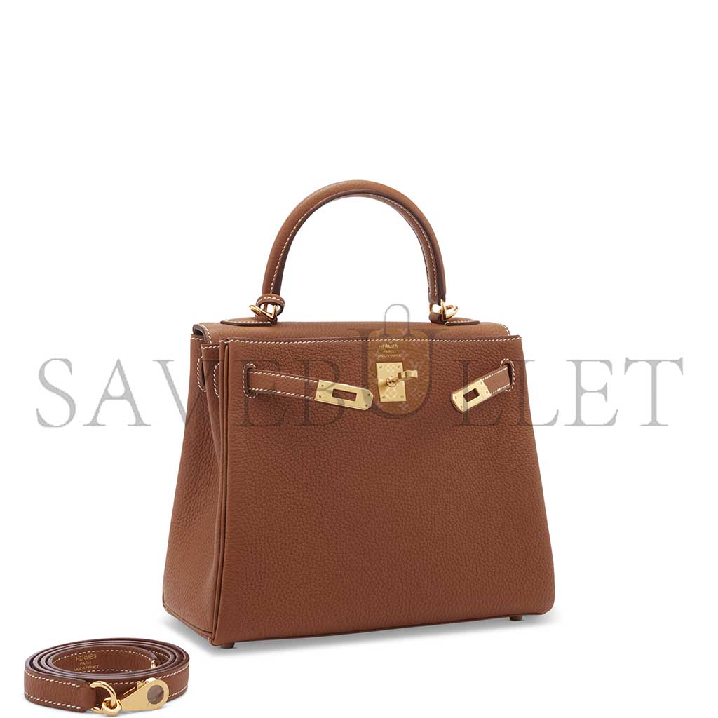 HERMÈS MASTER A GOLD TOGO LEATHER RETOURNÉ KELLY 25 WITH GOLD HARDWARE (25*17*7cm)